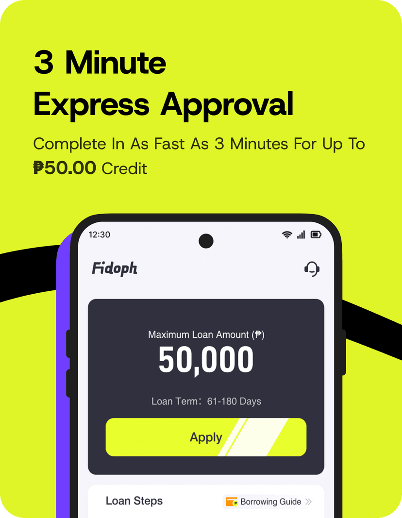 Fidoph mobile lending product interface preview.