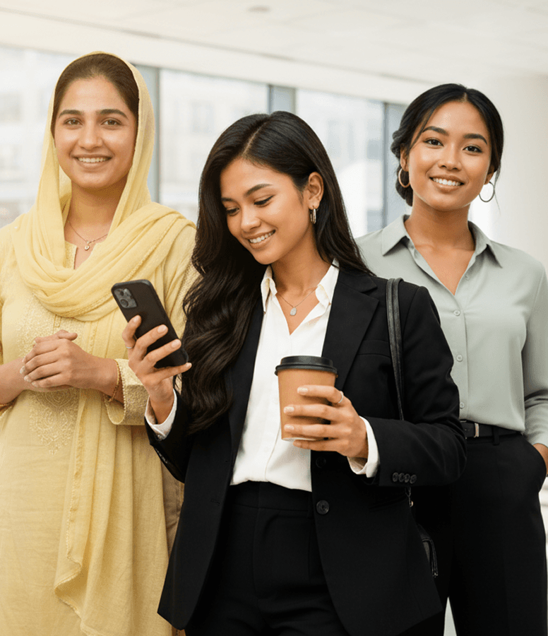 SmartBright team members standing together in business attire.